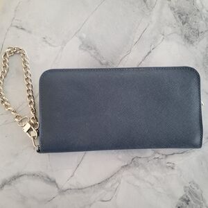 Blue Wallet with Gold Chain